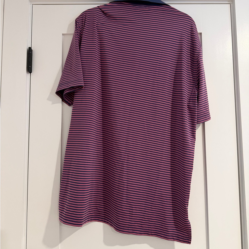 PGA WEST Peter Millar Navy and Fuschia Striped Polo - Picture 4 of 5
